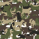 Packed Camouflage Dogs Fabric - Green - ineedfabric.com