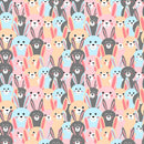 Packed Cartoon Bunnies Fabric - Multi - ineedfabric.com