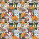 Packed Cartoon Houses Fabric - ineedfabric.com