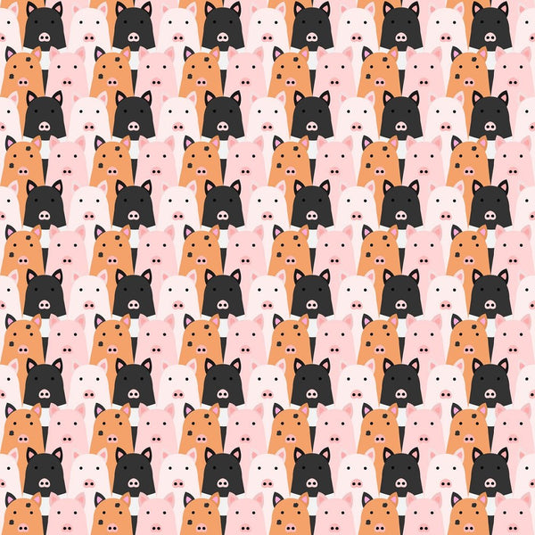 Packed Cartoon Pigs Fabric - Multi - ineedfabric.com