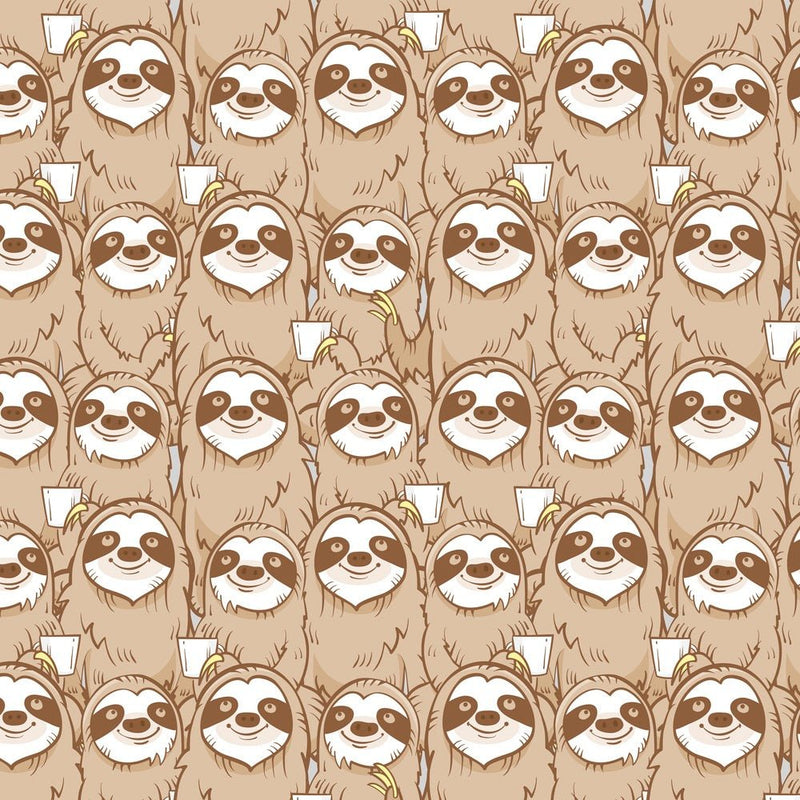 Packed Cartoon Sloths Fabric - ineedfabric.com