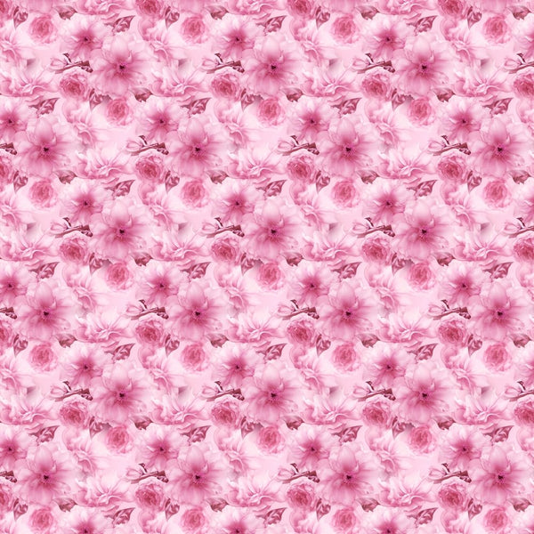 Packed Cherry Sakura Flower Fabric - Pink - ineedfabric.com