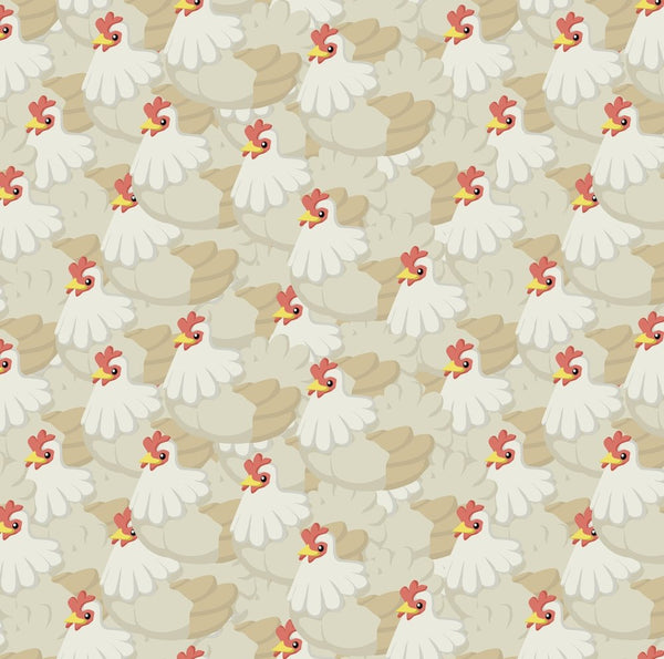 Packed Chickens Fabric - Brown - ineedfabric.com