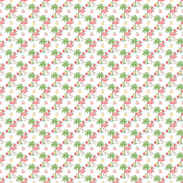 Packed Christmas Flamingos Fabric - White - ineedfabric.com