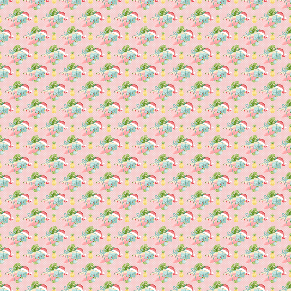 Packed Christmas Presents & Pineapples Fabric - Pink - ineedfabric.com