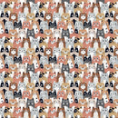 Packed Colorful Cats Fabric - ineedfabric.com