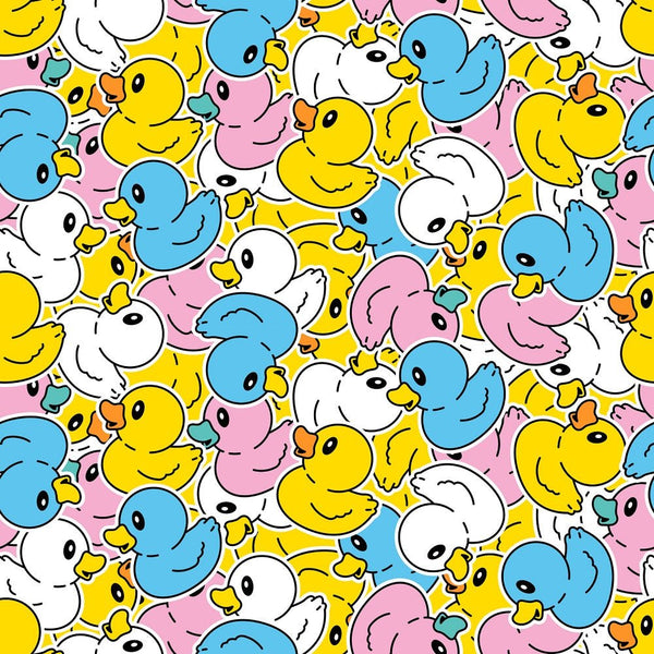 Packed Colorful Rubber Ducks Fabric - ineedfabric.com