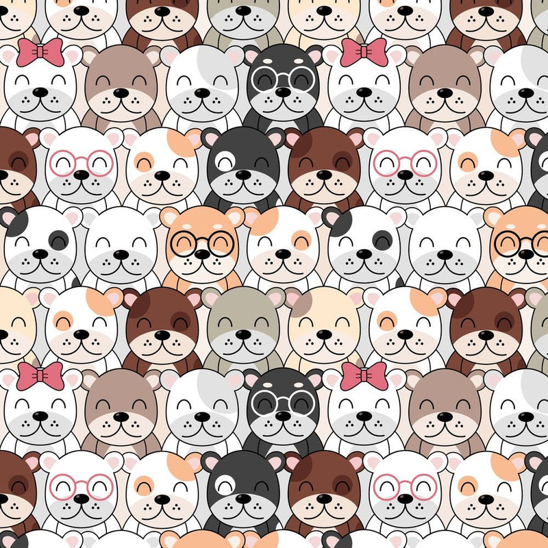 Packed Cute Cartoon Puppies Fabric - ineedfabric.com