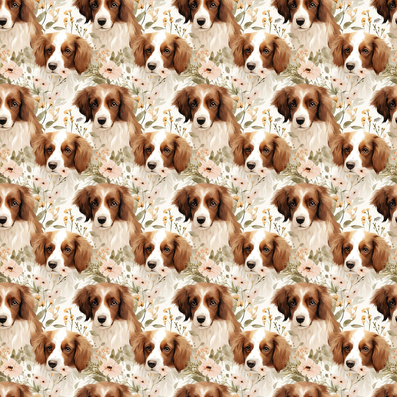 Packed Dog & Floral Fabric - ineedfabric.com