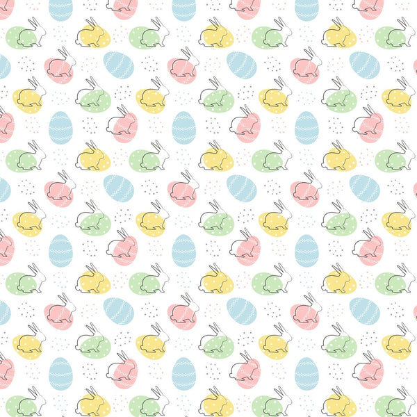 Packed Easter Bunny Silhouette & Egg Fabric - ineedfabric.com