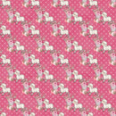 Packed Easter Flowers & Lamb on Hearts Fabric - Pink - ineedfabric.com