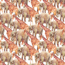 Packed Elephants & Giraffes Fabric - ineedfabric.com