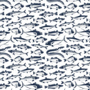 Packed Fish Fabric - Navy - ineedfabric.com