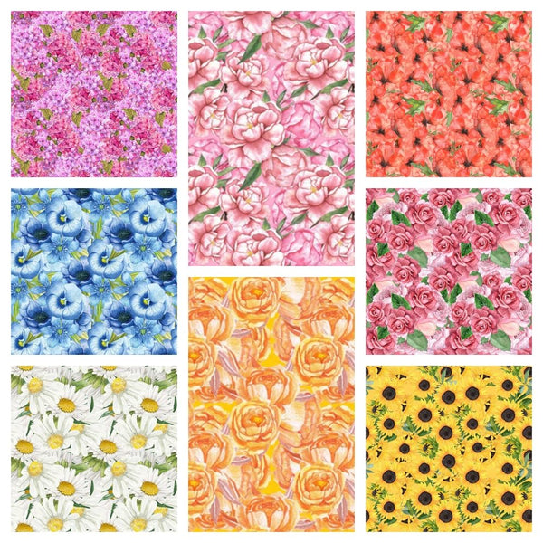 Packed Flowers Fat Eighth Bundle - 8 Pieces - ineedfabric.com