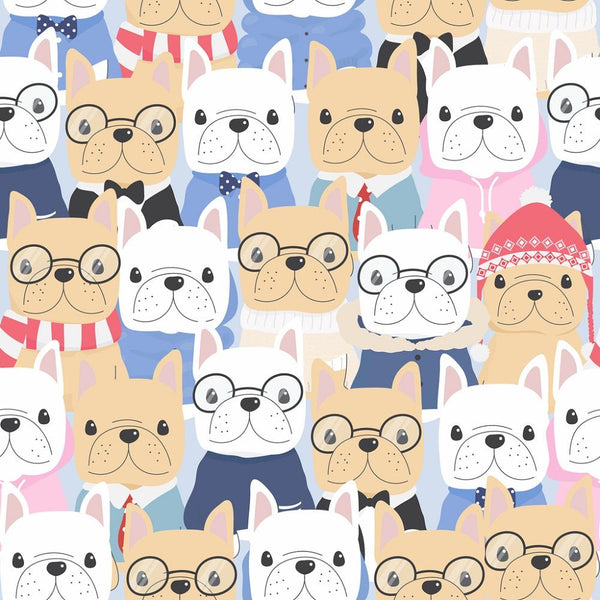 Packed French Bulldog Dogs Fabric - ineedfabric.com