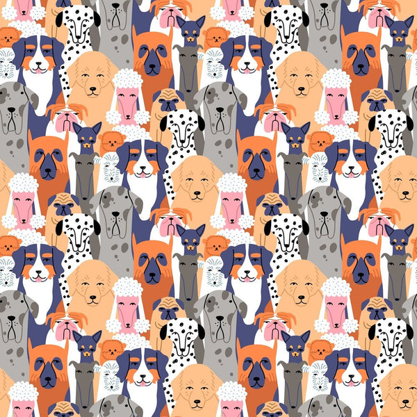 Packed Funny Dogs Fabric - ineedfabric.com