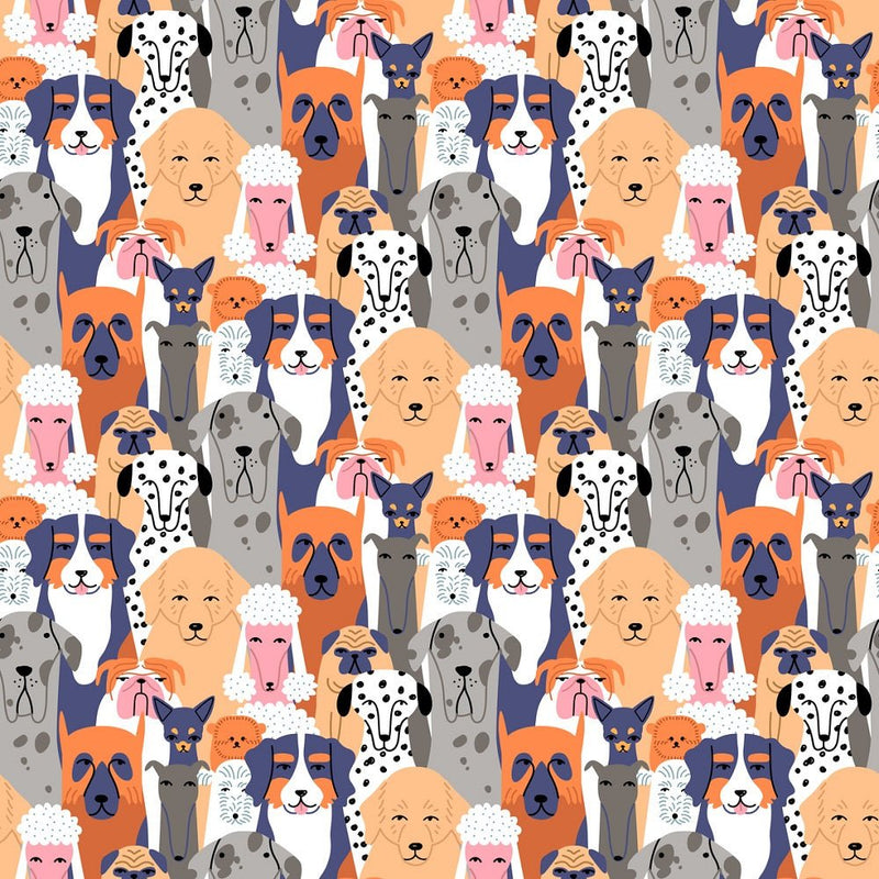 Packed Funny Dogs Fabric - ineedfabric.com