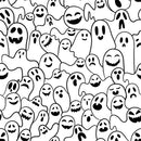 Packed Ghosts Fabric - Black/White - ineedfabric.com