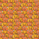 Packed Halloween Carved Pumpkins Fabric - Orange - ineedfabric.com