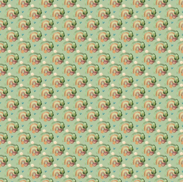 Packed Hedgehogs & Rainbows Fabric - Green - ineedfabric.com