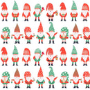 Packed Holiday Gnomes Fabric - White - ineedfabric.com