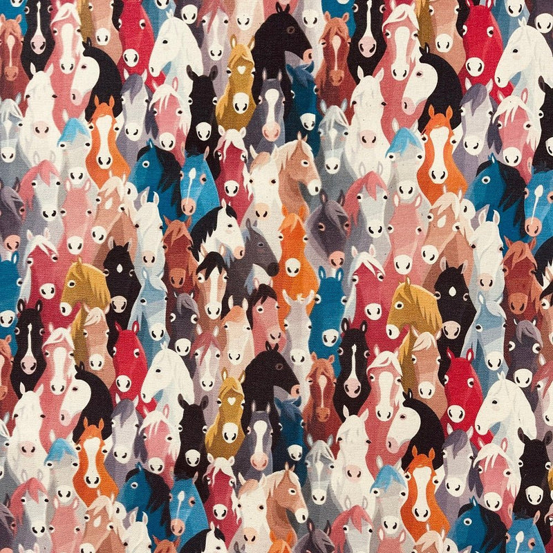Fun Sewing Packed Cats Fabric White Canvas / Yard