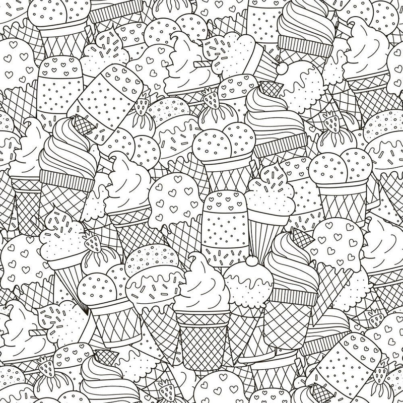 Packed Ice Cream Cones Fabric - Black/White - ineedfabric.com
