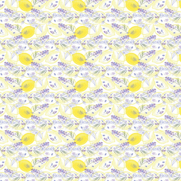 Packed Lemons & Lavender Fabric - ineedfabric.com