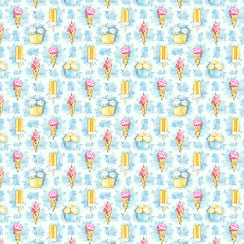 Packed Loads Of Ice Cream Fabric - Blue - ineedfabric.com