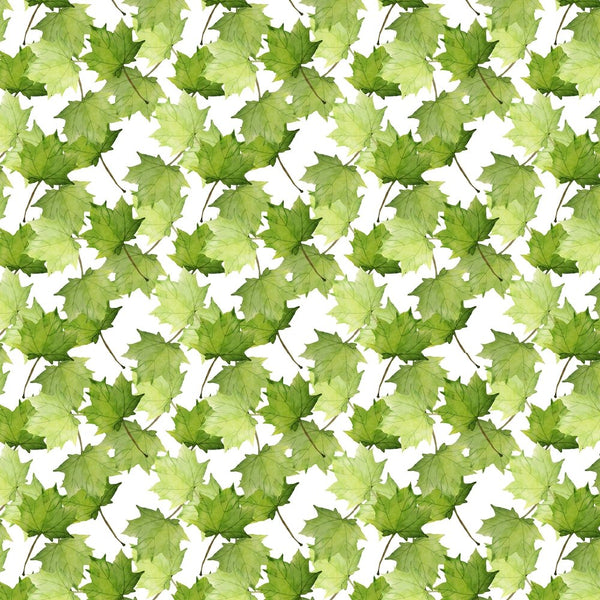 Packed Maple Leaves Fabric - Green - ineedfabric.com