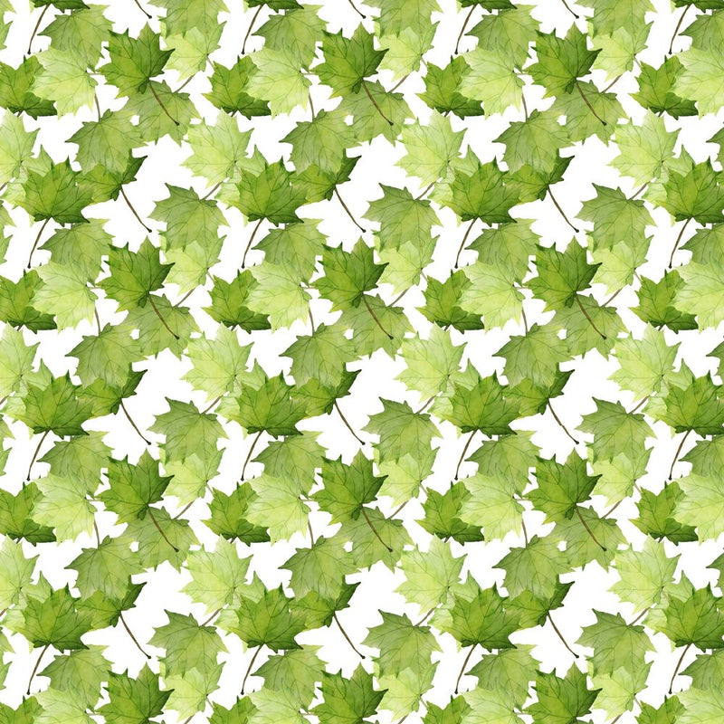 Packed Maple Leaves Fabric - Green - ineedfabric.com
