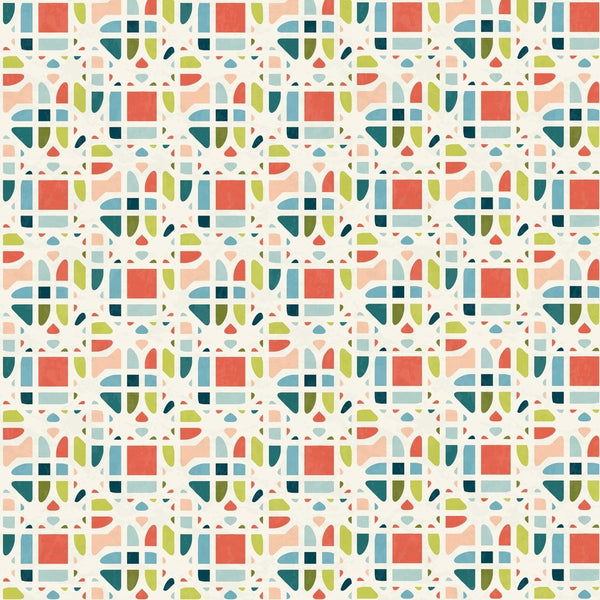 Packed Mid-Century Shapes Fabric - Multi - ineedfabric.com