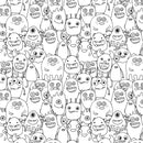 Packed Monster Doodles Fabric - ineedfabric.com