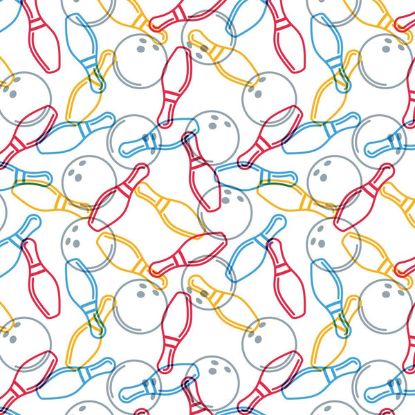 Packed Outlined Bowling Elements Fabric - ineedfabric.com