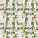 Packed Peonies and Hydrangeas Fabric - White - ineedfabric.com