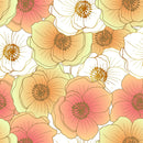 Packed Pink and Beige Sketched Flowers Fabric - ineedfabric.com