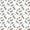 Packed Policeman With Helicopter And Dog Fabric - White - ineedfabric.com