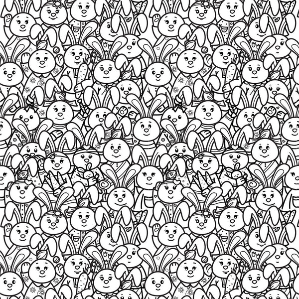 Packed Rabbits Fabric - Black/White - ineedfabric.com