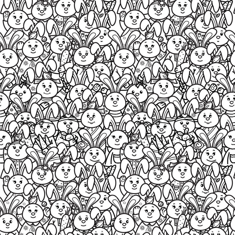 Packed Rabbits Fabric - Black/White - ineedfabric.com