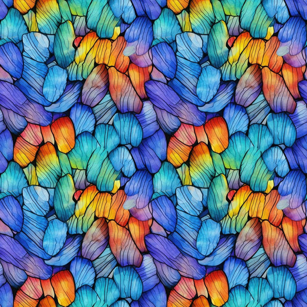 Packed Rainbow Butterfly Wing Fabric - ineedfabric.com