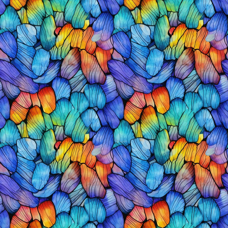 Packed Rainbow Butterfly Wing Fabric - ineedfabric.com