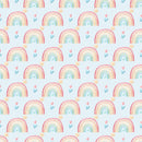 Packed Rainbows & Hearts Fabric - Blue - ineedfabric.com
