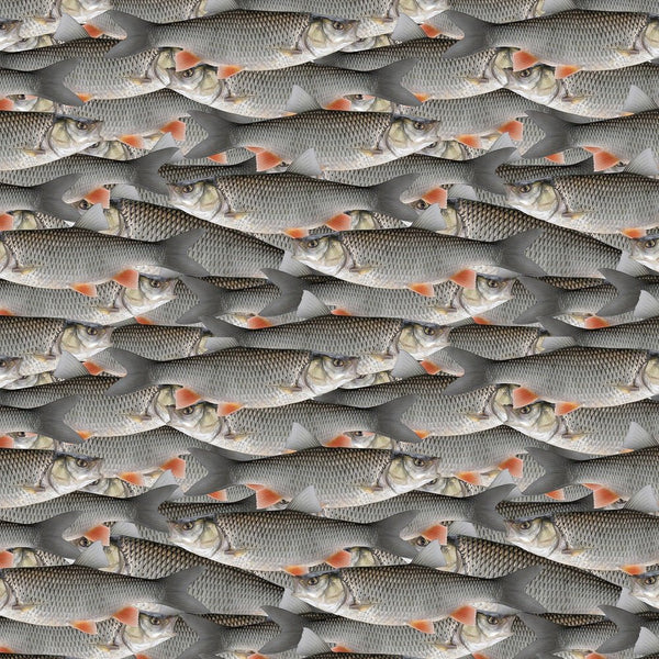 Packed Realistic Fish Fabric - ineedfabric.com