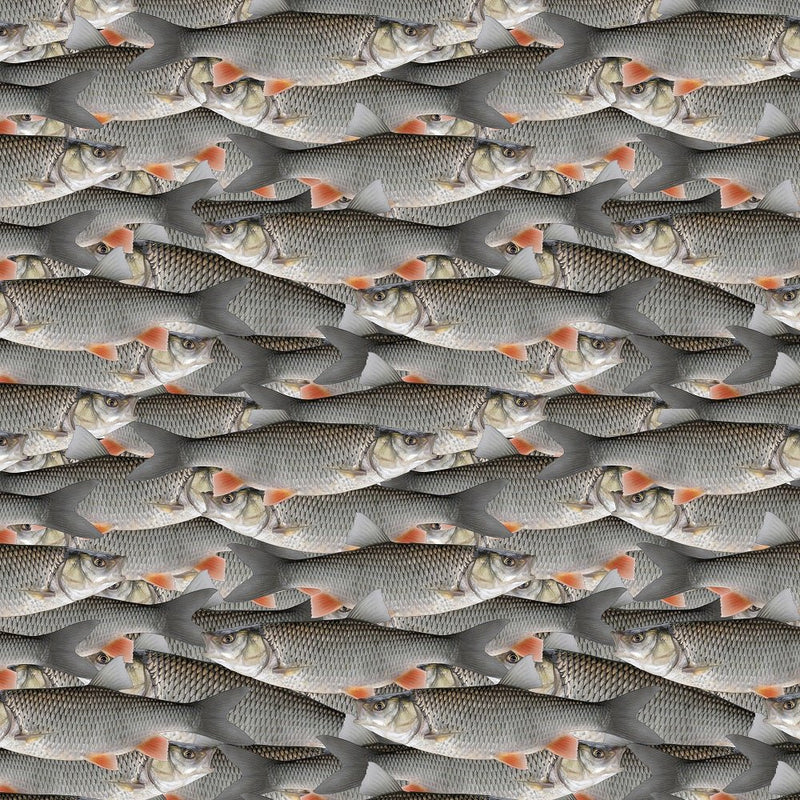 Packed Realistic Fish Fabric - ineedfabric.com