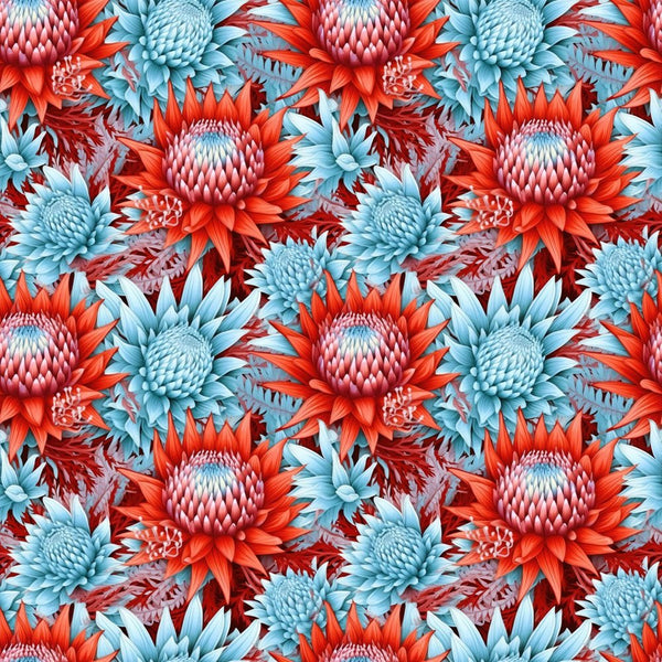 Packed Red & Blue Floral Fabric - ineedfabric.com