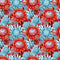 Packed Red & Blue Floral Fabric - ineedfabric.com