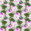 Packed Roses & Leaves Fabric - Pink - ineedfabric.com