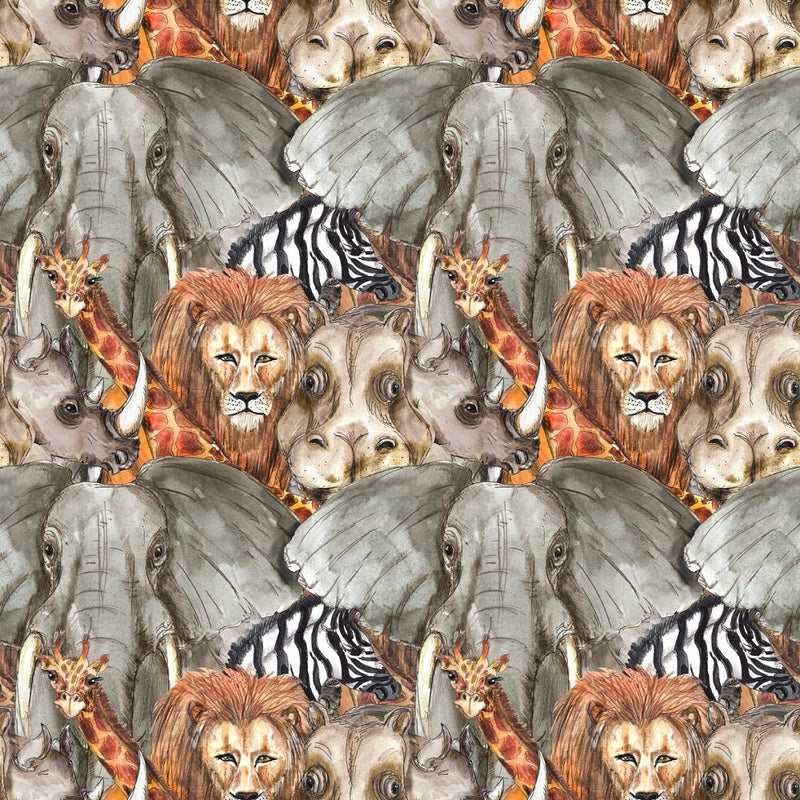 Packed Safari Animals Fabric - ineedfabric.com