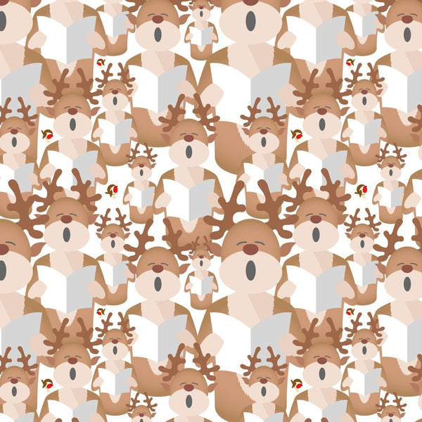 Packed Singing Reindeers Fabric - ineedfabric.com