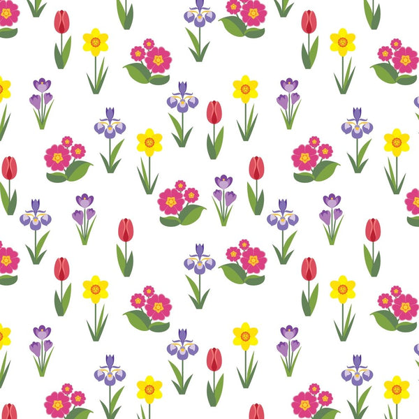 Packed Spring Garden Flowers Fabric - ineedfabric.com